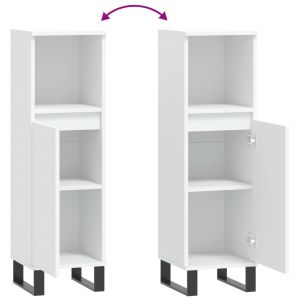 Шкаф за баня, бял, 30x30x100 см, инженерно дърво