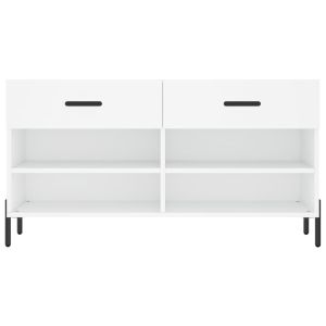 Пейка за обувки, бяла, 102x35x55 см, инженерно дърво