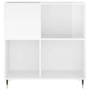 Шкаф за винилови плочи бял гланц 84,5x38x89 см инженерно дърво