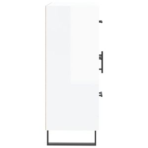 Сайдборд, бял гланц, 69,5x34x90 см, инженерно дърво