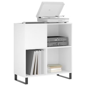 Шкаф за грамофонни плочи бял 84,5x38x89 см инженерно дърво