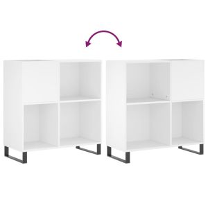 Шкаф за грамофонни плочи бял 84,5x38x89 см инженерно дърво
