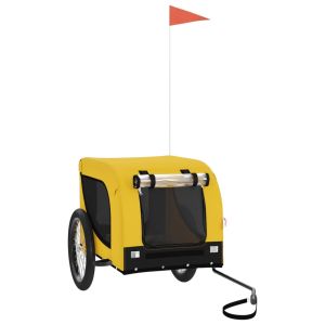 Ремарке за колело за любимци жълт и черен Оксфорд плат и желязо