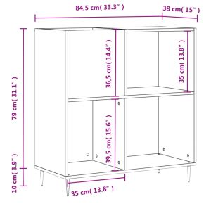 Шкаф за винилови плочи сив сонома 84,5x38x89 см инженерно дърво
