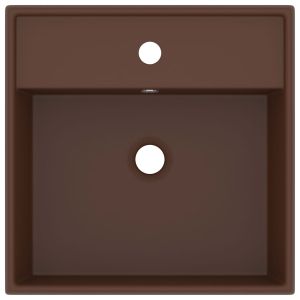 Мивка с преливник лукс квадрат тъмнокафяв мат 41x41 см керамика