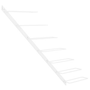 Стойка за вино за 7 бутилки, стенен монтаж, бяла, метал