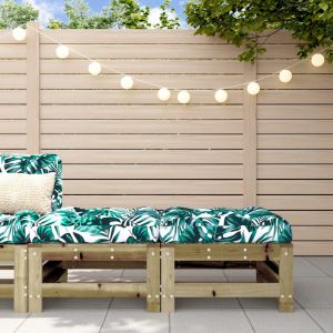 Градински табуретки с възглавници, 2 бр, импрегниран бор