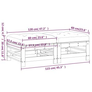 Градински табуретки с възглавници, 2 бр, импрегниран бор