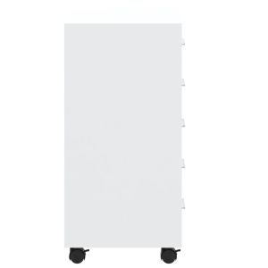 Шкаф с чекмеджета на колелца, бял гланц, инженерно дърво