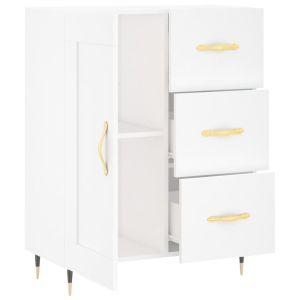 Сайдборд, бял, 69,5x34x90 см, инженерно дърво