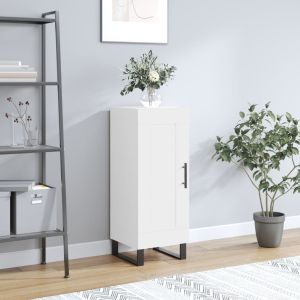 Сайдборд, бял, 34,5x34x90 см, инженерно дърво