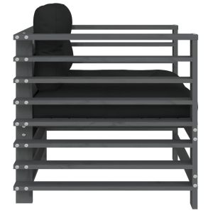 Градински столове с възглавници, 2 бр, сиви, бор масив