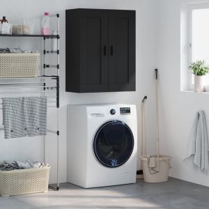 Стенен шкаф черен 69,5x34x90 см инженерно дърво