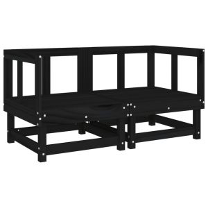 Ъглови дивани с възглавници, 2 бр, черни, борово дърво масив