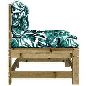 Среден диван с възглавници, импрегнирано борово дърво