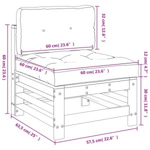 Среден диван с възглавници, борово дърво масив