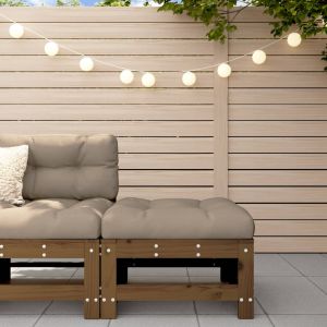 Градинска табуретка с възглавница, меденокафява, бор масив