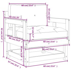 Градински столове с възглавници 2 бр импрегнирано борово дърво
