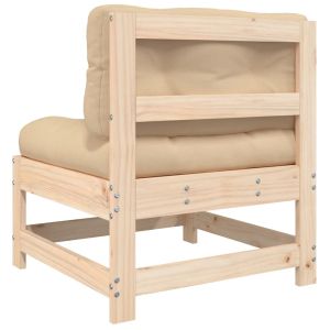 Средни дивани с възглавници, 2 бр, борово дърво масив