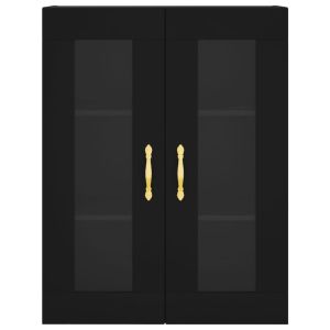 Стенен шкаф черен 69,5x34x90 см