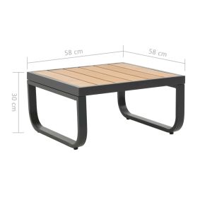 Градински ъглов комплект с възглавници, 2 части, алуминий, WPC