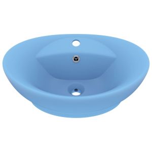 Мивка с преливник лукс овал светлосин мат 58,5x39 см керамика