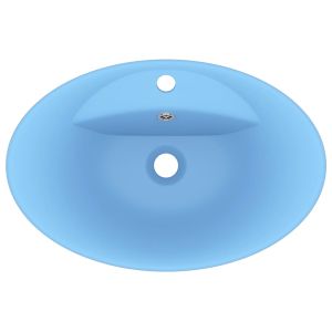 Мивка с преливник лукс овал светлосин мат 58,5x39 см керамика