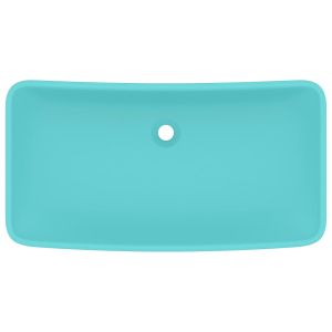 Луксозна правоъгълна мивка мат светлозелено 71x38 см керамика