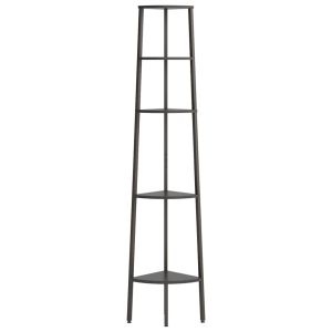 Ъглова етажерка с 5 рафта черна 45,5x31,5x180 см