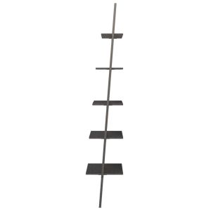 Етажерка стълба с 5 рафта черна 64x34x185,5 см