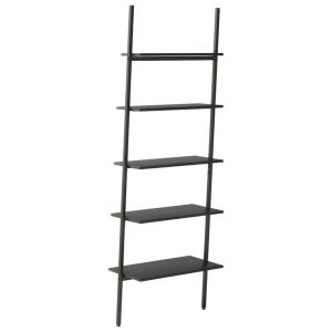 Етажерка стълба с 5 рафта черна 64x34x185,5 см