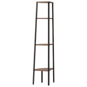 Ъглов рафт с 4 нива, тъмнокафяв и черен, 45,5x31,5x150 см