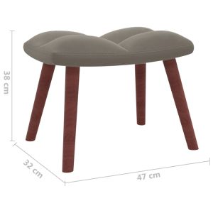 Релакс стол с табуретка, светлосив, кадифе