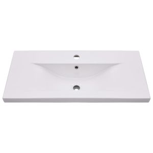 Шкаф за баня с вградена мивка, бял, инженерно дърво