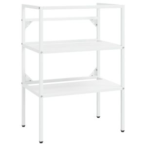 Рамка за мивка за баня с вграден умивалник, бяла, желязна