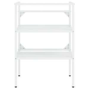 Рамка за мивка за баня с вграден умивалник, бяла, желязна