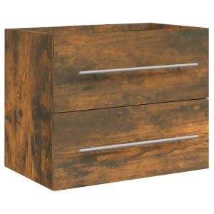 Шкаф за мивка с вградена мивка, опушен дъб, инженерно дърво