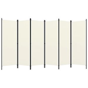 Параван за стая, 6 панела, бял, 300x180 cм
