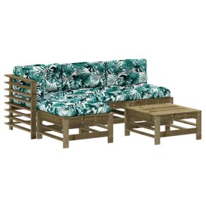 Градински лаундж комплект 5 части с възглавници импрегниран бор