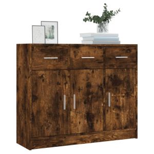Бюфет опушен дъб 91x28x75 см инженерно дърво
