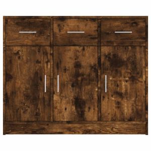Бюфет опушен дъб 91x28x75 см инженерно дърво