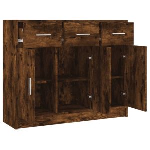 Бюфет опушен дъб 91x28x75 см инженерно дърво