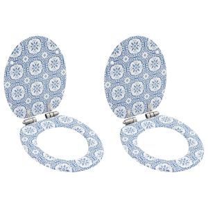 Тоалетни седалки с плавно затваряне, 2 бр, МДФ, дизайн порцелан
