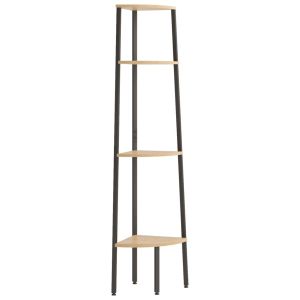 Ъглов рафт с 4 нива, светлокафяв и черен, 45,5x31,5x150 см