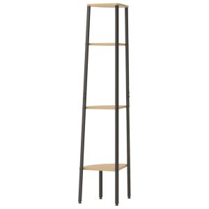 Ъглов рафт с 4 нива, светлокафяв и черен, 45,5x31,5x150 см