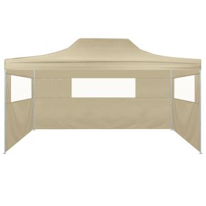 Сгъваема парти шатра с 3 странични стени 3х4 м стомана кремава