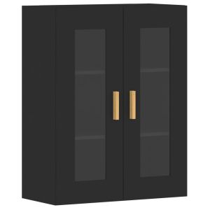 Стенни шкафове, 2 бр, черни, инженерно дърво