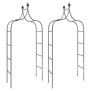 Градински арки, 2 бр, черни, 120x38x260 см, стомана