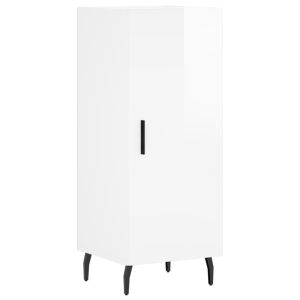 Сайдборд, бял гланц, 34,5x34x90 см, инженерно дърво