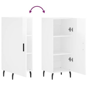 Сайдборд, бял гланц, 34,5x34x90 см, инженерно дърво